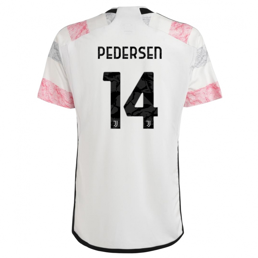 Niño Fútbol Camiseta Sofie Junge Pedersen #14 Blanco Rosa 2ª Equipación 2023/24