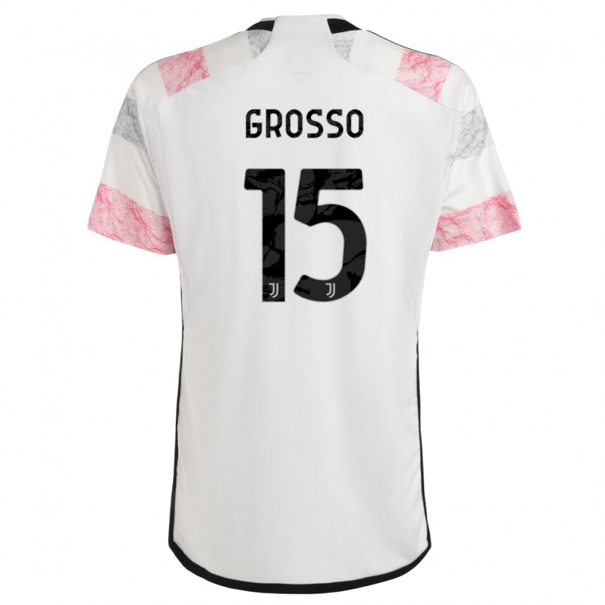 Niño Fútbol Camiseta Julia Grosso #15 Blanco Rosa 2ª Equipación 2023/24