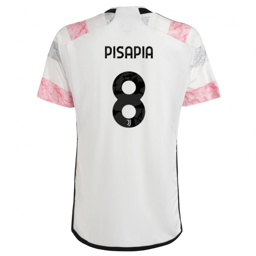 Niño Fútbol Camiseta Luciano Pisapia #8 Blanco Rosa 2ª Equipación 2023/24