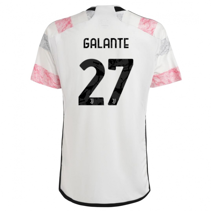 Niño Fútbol Camiseta Tommaso Galante #27 Blanco Rosa 2ª Equipación 2023/24