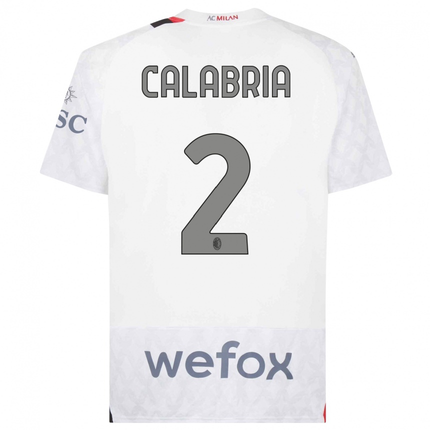 Niño Fútbol Camiseta Davide Calabria #2 Blanco 2ª Equipación 2023/24