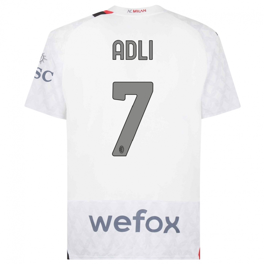 Niño Fútbol Camiseta Yacine Adli #7 Blanco 2ª Equipación 2023/24