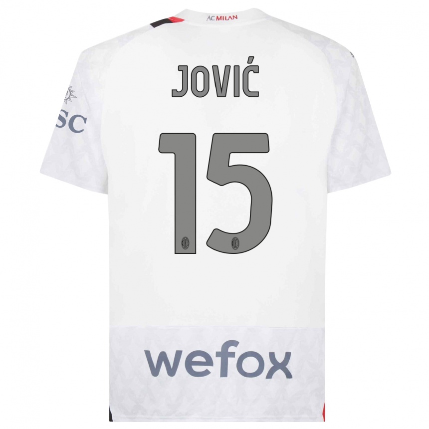 Niño Fútbol Camiseta Luka Jovic #15 Blanco 2ª Equipación 2023/24