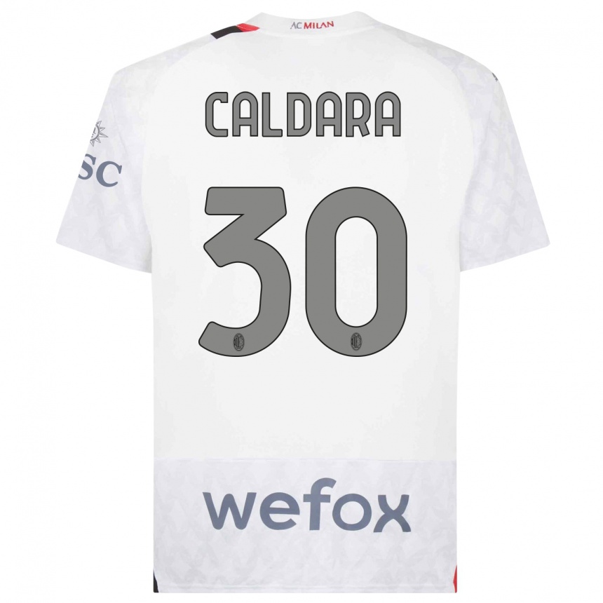 Niño Fútbol Camiseta Mattia Caldara #30 Blanco 2ª Equipación 2023/24