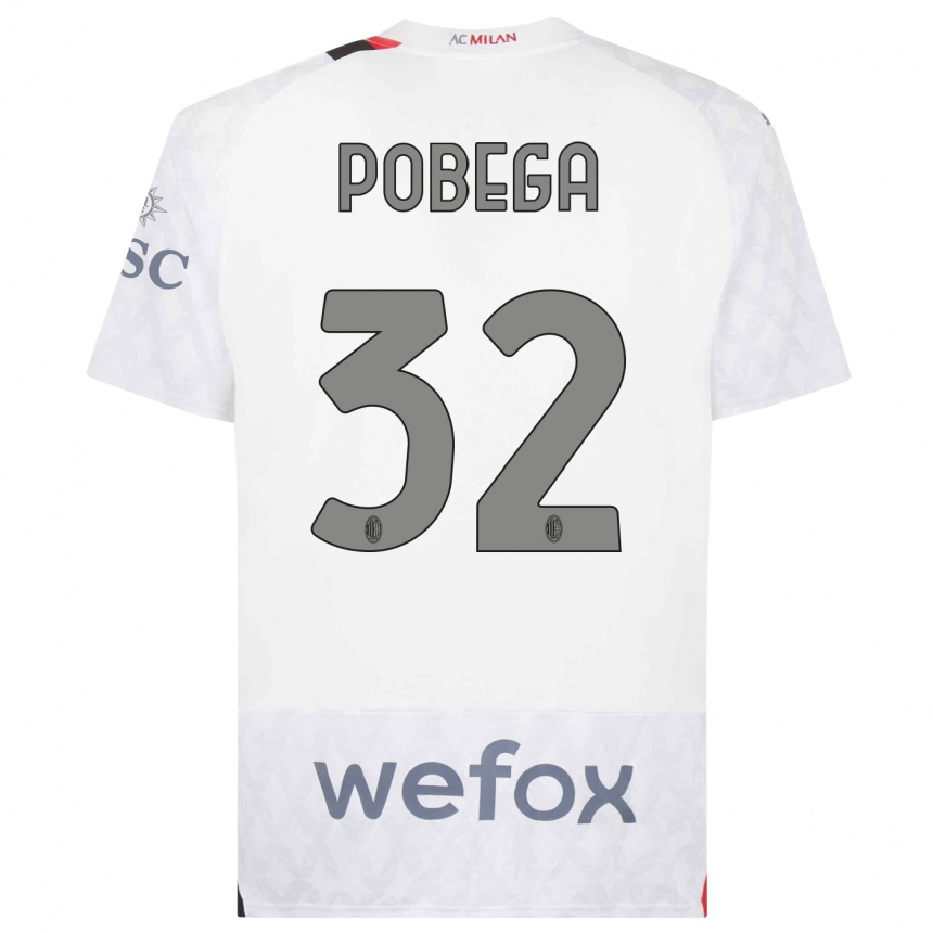 Niño Fútbol Camiseta Tommaso Pobega #32 Blanco 2ª Equipación 2023/24