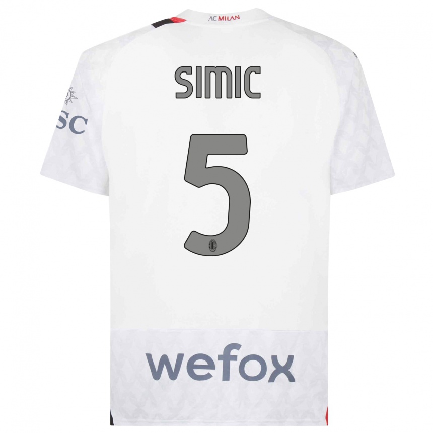 Niño Fútbol Camiseta Jan-Carlo Simic #5 Blanco 2ª Equipación 2023/24