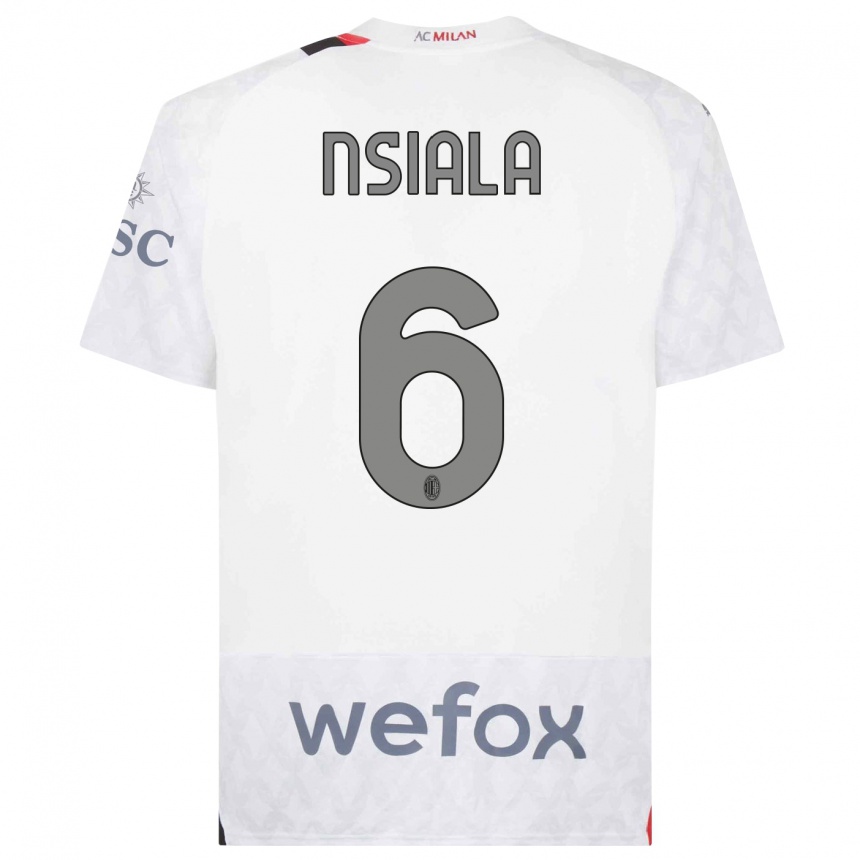 Niño Fútbol Camiseta Clinton Nsiala #6 Blanco 2ª Equipación 2023/24