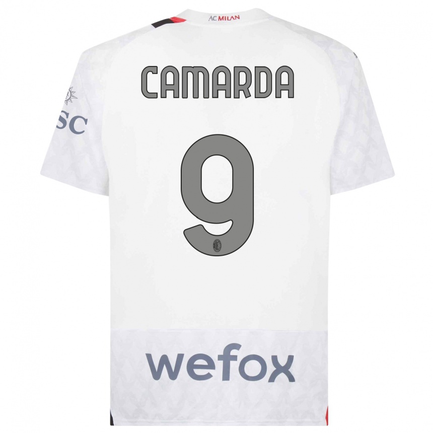 Niño Fútbol Camiseta Francesco Camarda #9 Blanco 2ª Equipación 2023/24