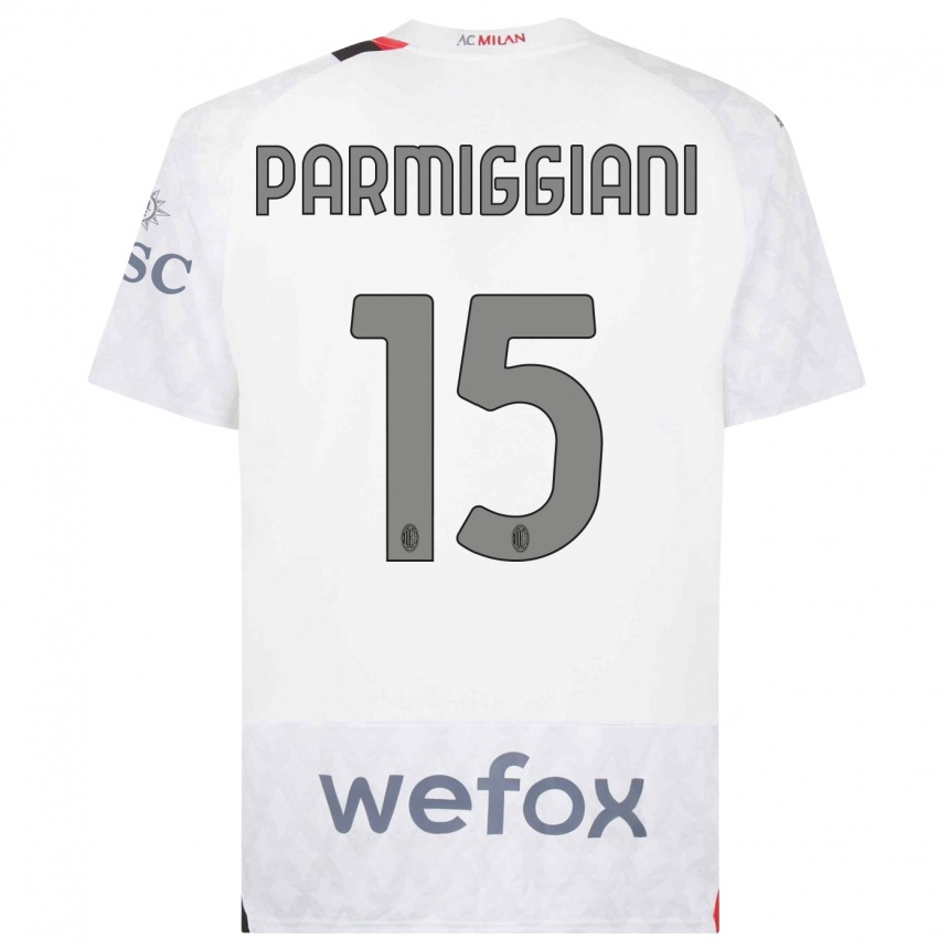 Niño Fútbol Camiseta Pietro Parmiggiani #15 Blanco 2ª Equipación 2023/24