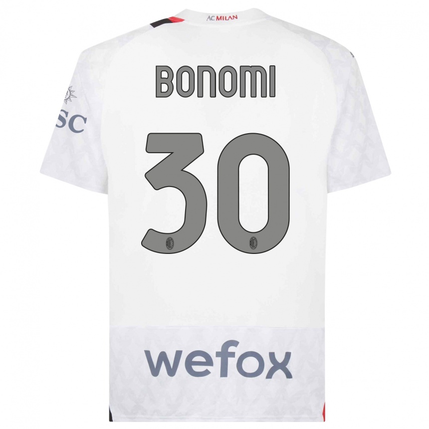 Niño Fútbol Camiseta Alessandro Bonomi #30 Blanco 2ª Equipación 2023/24