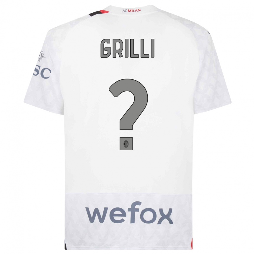 Niño Fútbol Camiseta Lorenzo Grilli #0 Blanco 2ª Equipación 2023/24