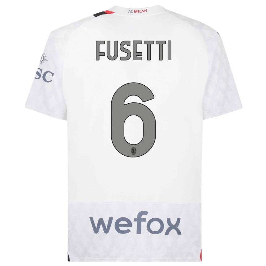 Niño Fútbol Camiseta Laura Fusetti #6 Blanco 2ª Equipación 2023/24