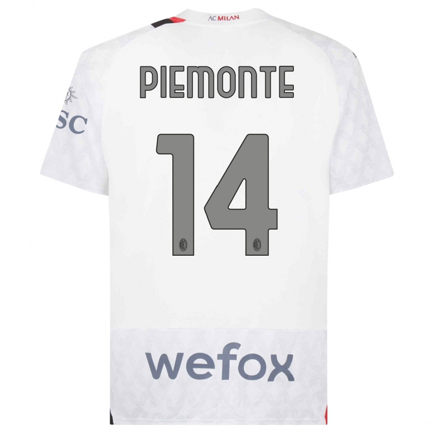 Niño Fútbol Camiseta Martina Piemonte #14 Blanco 2ª Equipación 2023/24