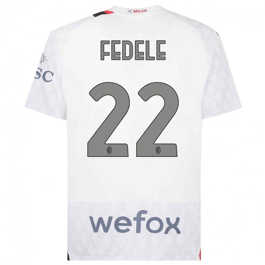 Niño Fútbol Camiseta Noemi Fedele #22 Blanco 2ª Equipación 2023/24