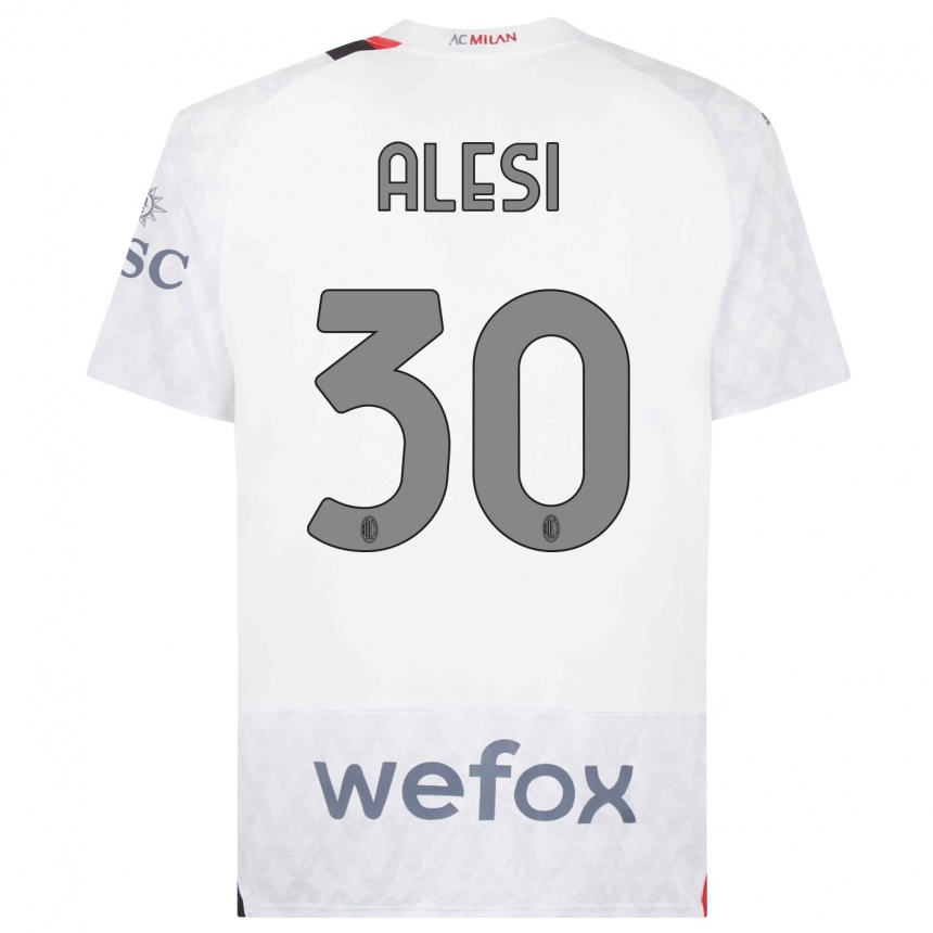 Niño Fútbol Camiseta Gabriele Alesi #30 Blanco 2ª Equipación 2023/24