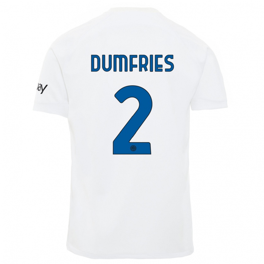 Niño Fútbol Camiseta Denzel Dumfries #2 Blanco 2ª Equipación 2023/24