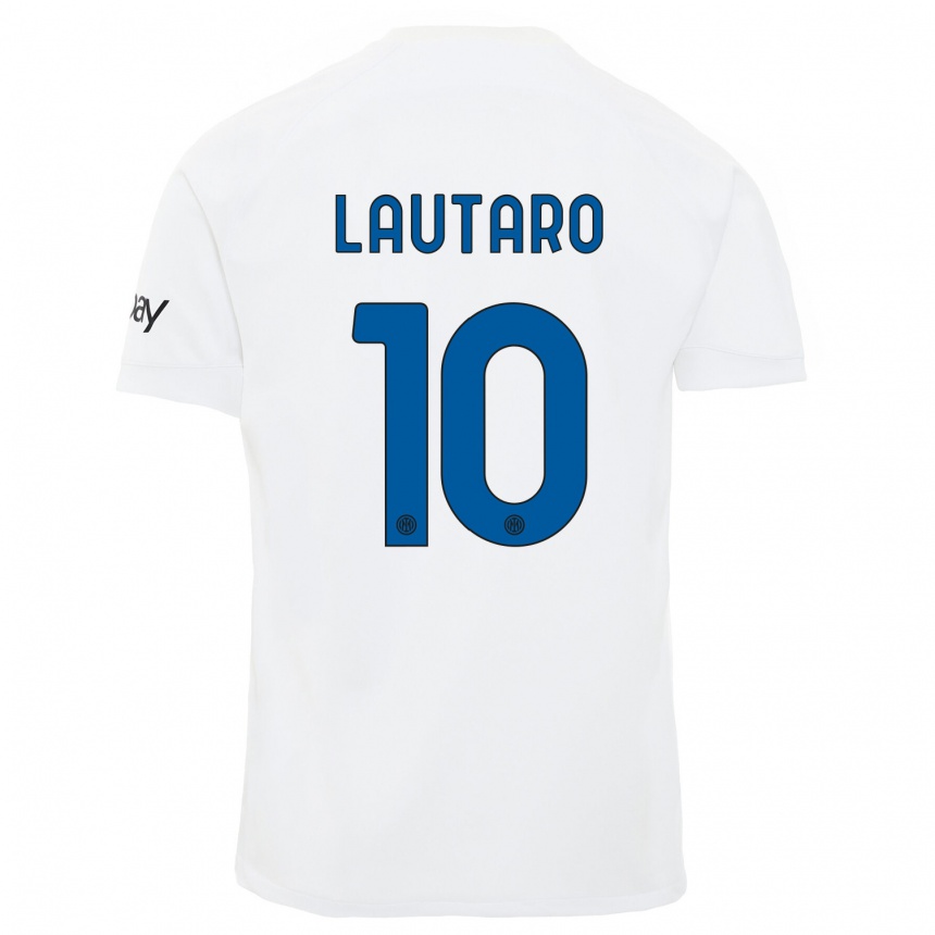 Niño Fútbol Camiseta Lautaro Martinez #10 Blanco 2ª Equipación 2023/24