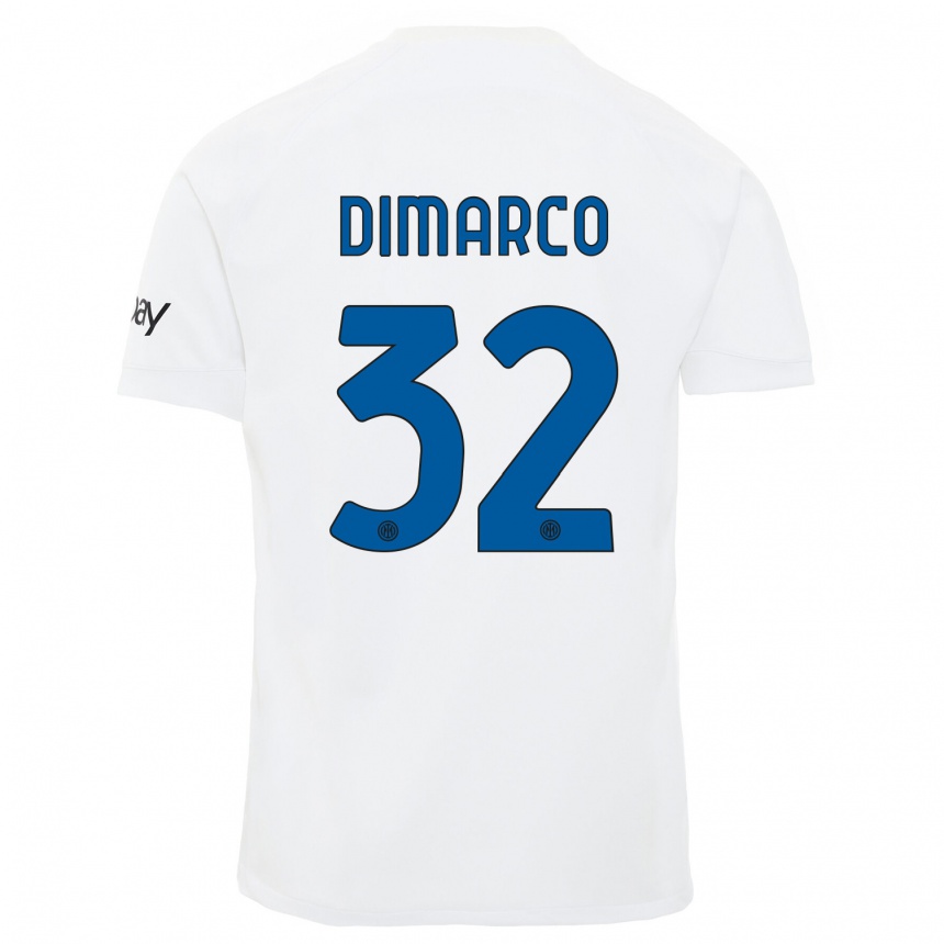 Niño Fútbol Camiseta Federico Dimarco #32 Blanco 2ª Equipación 2023/24