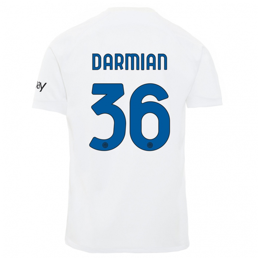 Niño Fútbol Camiseta Matteo Darmian #36 Blanco 2ª Equipación 2023/24