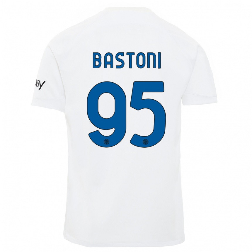Niño Fútbol Camiseta Alessandro Bastoni #95 Blanco 2ª Equipación 2023/24