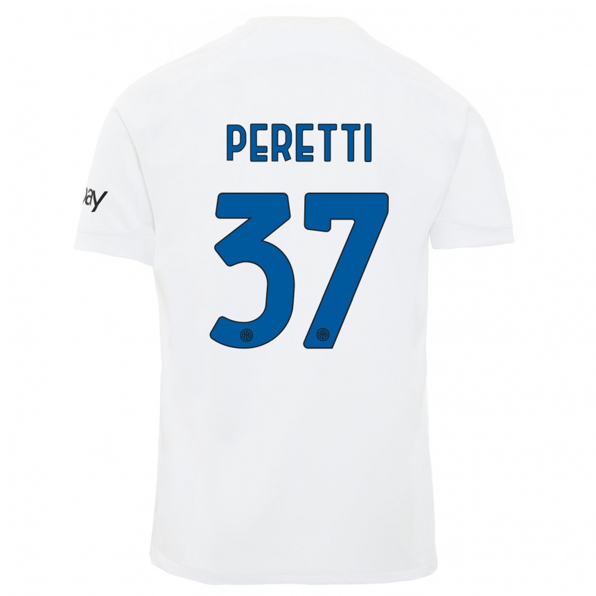 Niño Fútbol Camiseta Lorenzo Peretti #37 Blanco 2ª Equipación 2023/24