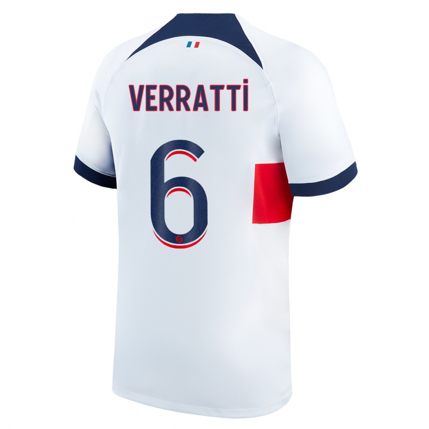 Niño Fútbol Camiseta Marco Verratti #6 Blanco 2ª Equipación 2023/24