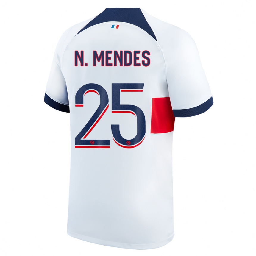 Niño Fútbol Camiseta Nuno Mendes #25 Blanco 2ª Equipación 2023/24