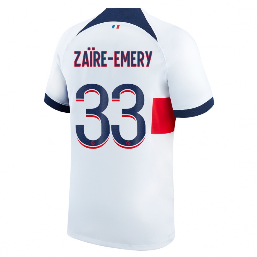 Niño Fútbol Camiseta Warren Zaire Emery #33 Blanco 2ª Equipación 2023/24