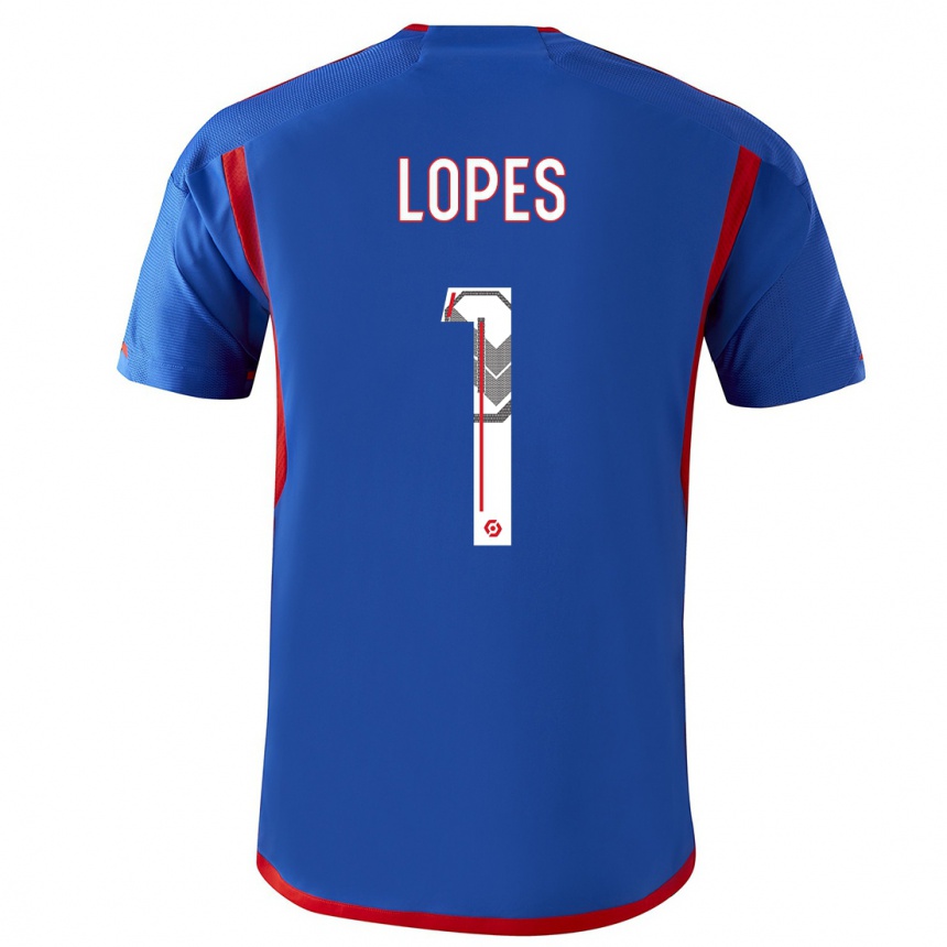 Niño Fútbol Camiseta Anthony Lopes #1 Azul Rojo 2ª Equipación 2023/24