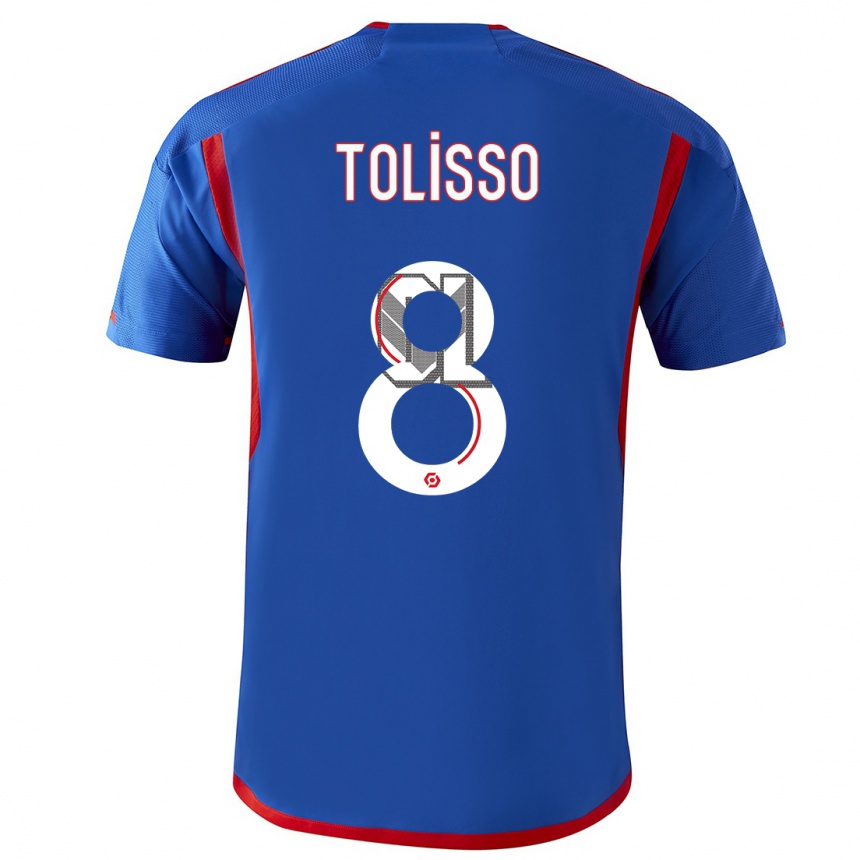 Niño Fútbol Camiseta Corentin Tolisso #8 Azul Rojo 2ª Equipación 2023/24