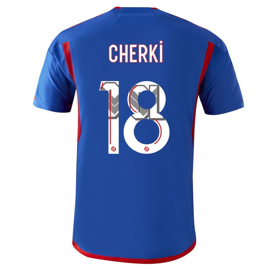 Niño Fútbol Camiseta Rayan Cherki #18 Azul Rojo 2ª Equipación 2023/24