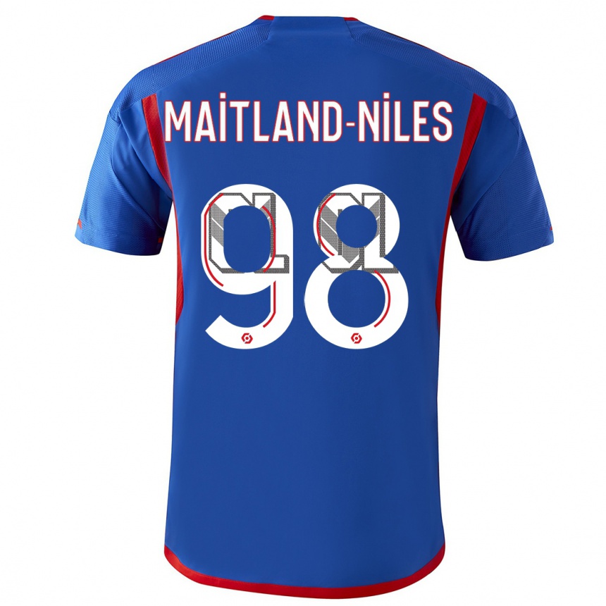 Niño Fútbol Camiseta Ainsley Maitland-Niles #98 Azul Rojo 2ª Equipación 2023/24