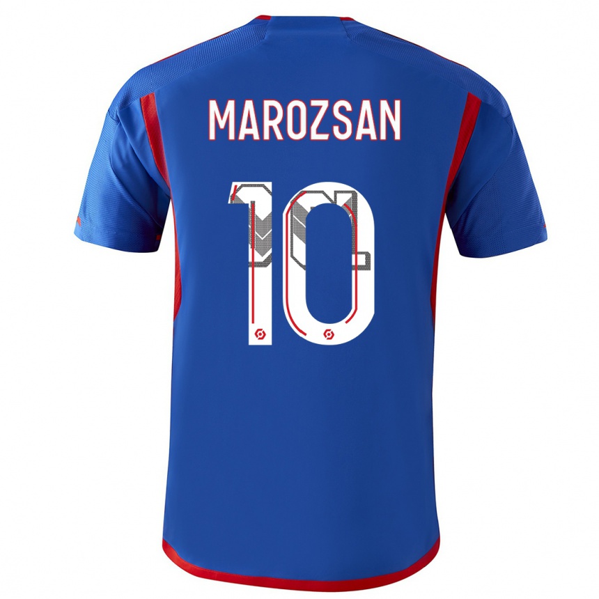 Niño Fútbol Camiseta Dzsenifer Marozsan #10 Azul Rojo 2ª Equipación 2023/24