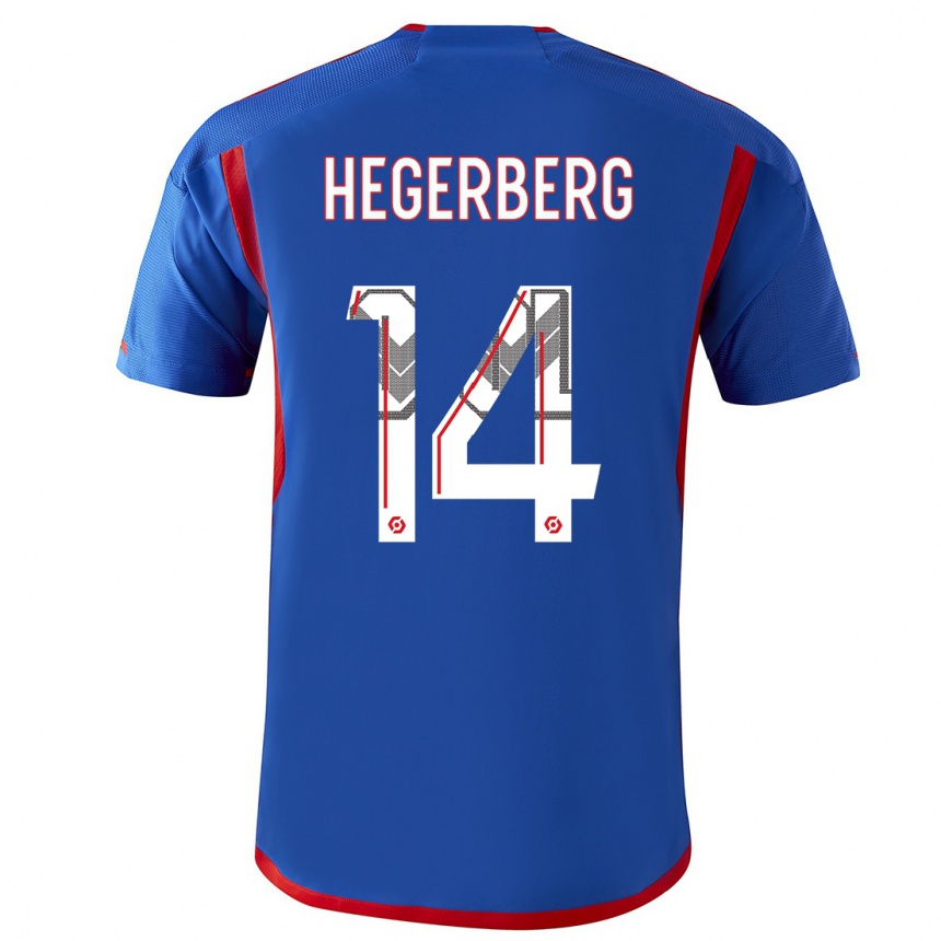 Niño Fútbol Camiseta Ada Hegerberg #14 Azul Rojo 2ª Equipación 2023/24