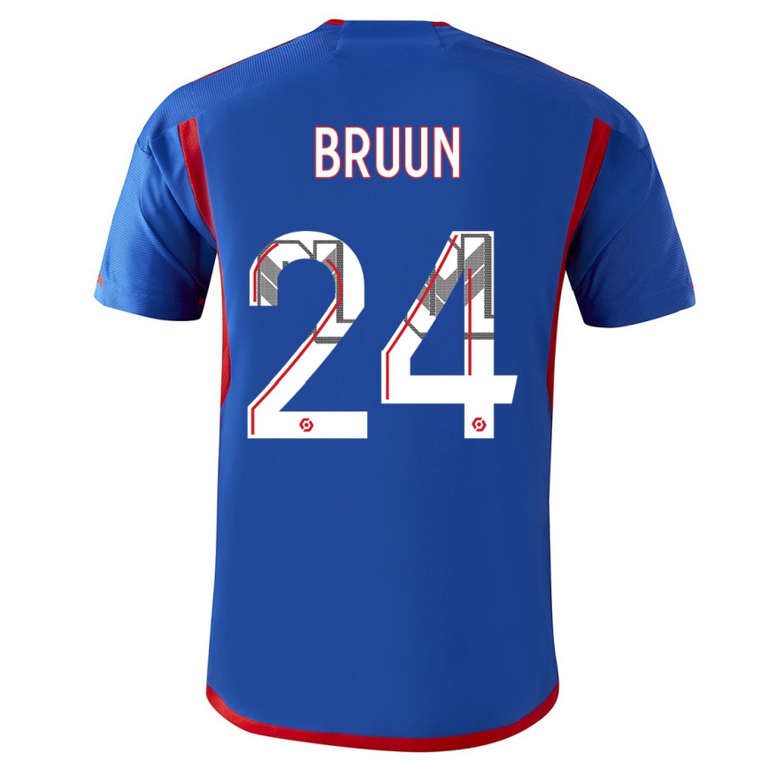 Niño Fútbol Camiseta Signe Bruun #24 Azul Rojo 2ª Equipación 2023/24