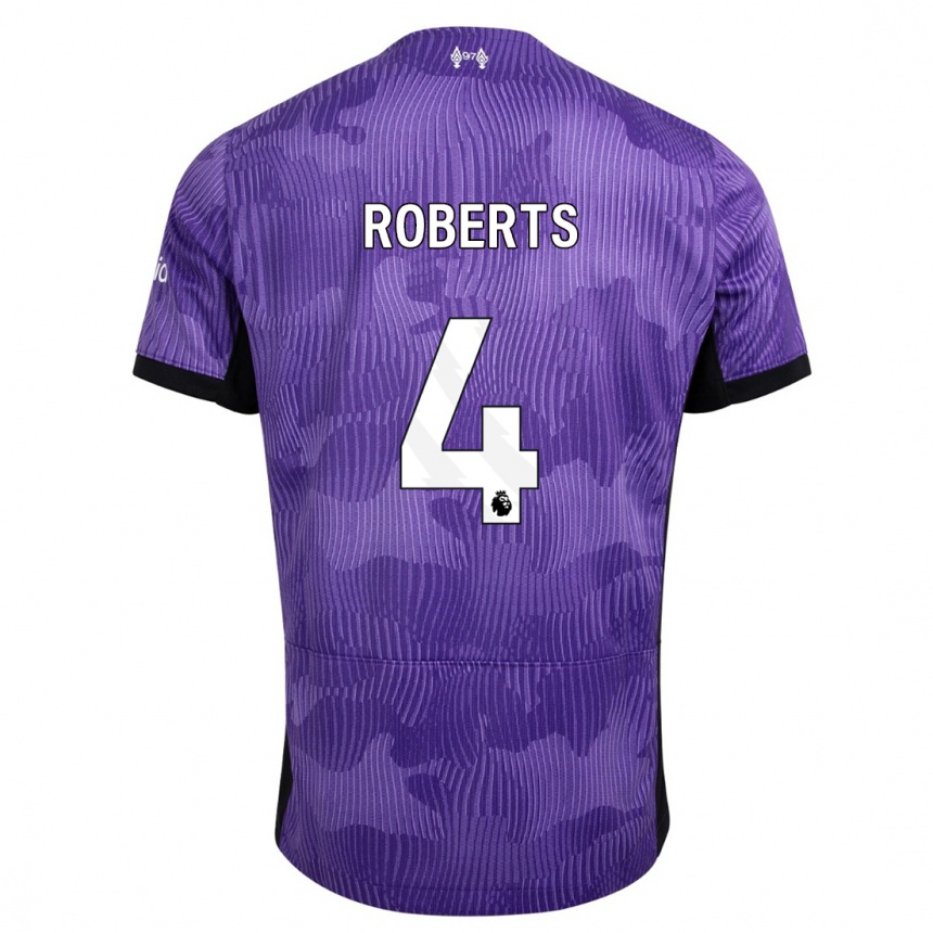 Niño Fútbol Camiseta Rhiannon Roberts #4 Púrpura Equipación Tercera 2023/24