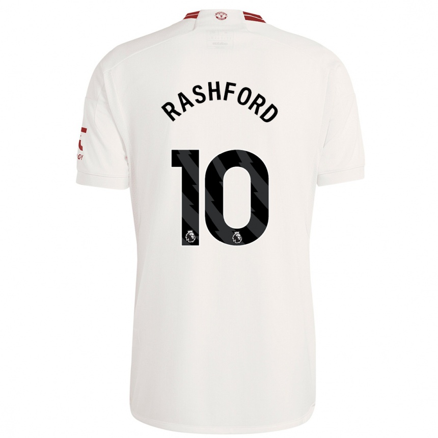 Niño Fútbol Camiseta Marcus Rashford #10 Blanco Equipación Tercera 2023/24