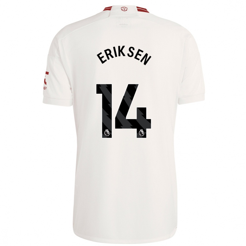 Niño Fútbol Camiseta Christian Eriksen #14 Blanco Equipación Tercera 2023/24