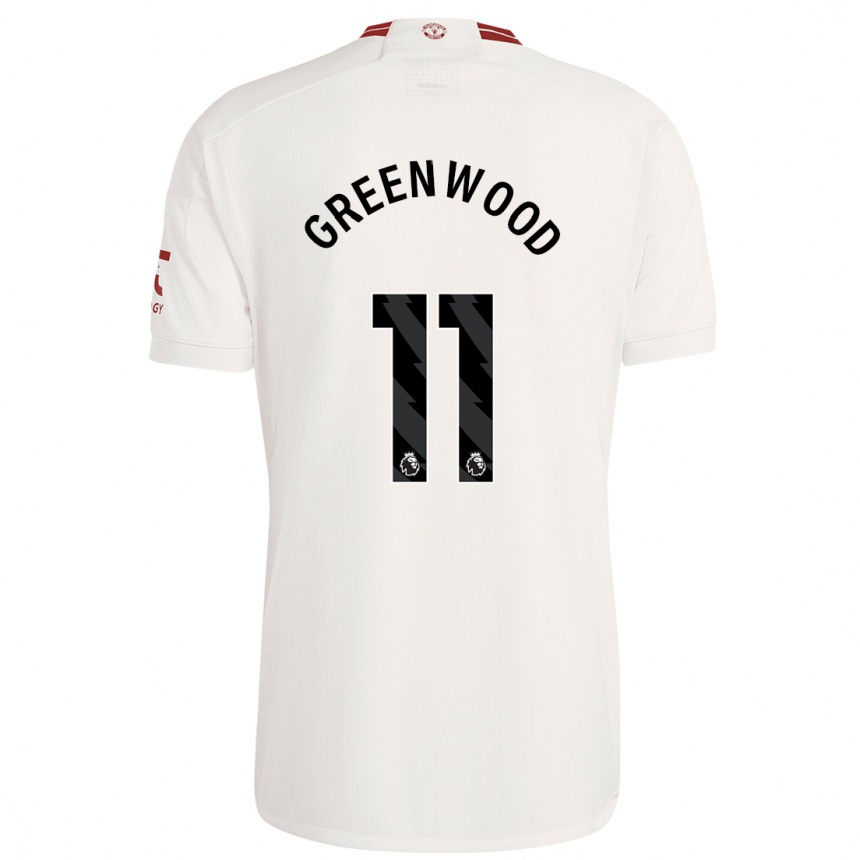 Niño Fútbol Camiseta Mason Greenwood #11 Blanco Equipación Tercera 2023/24