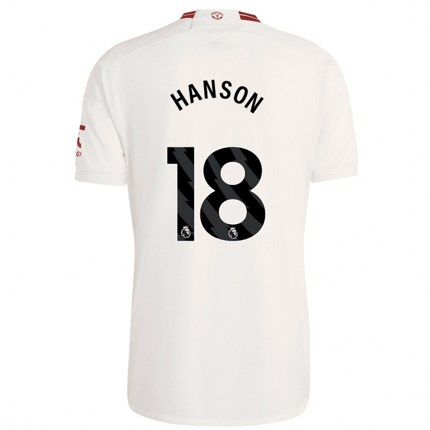 Niño Fútbol Camiseta Kirsty Hanson #18 Blanco Equipación Tercera 2023/24