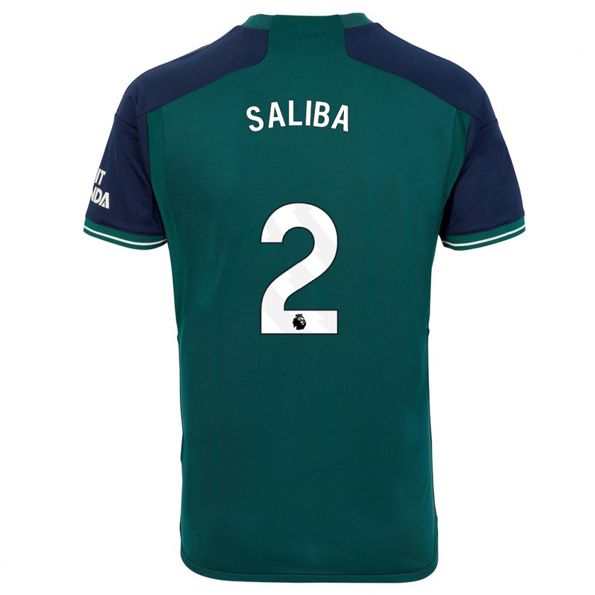 Niño Fútbol Camiseta William Saliba #2 Verde Equipación Tercera 2023/24