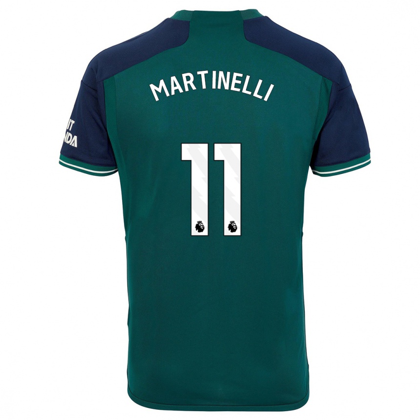 Niño Fútbol Camiseta Gabriel Martinelli #11 Verde Equipación Tercera 2023/24