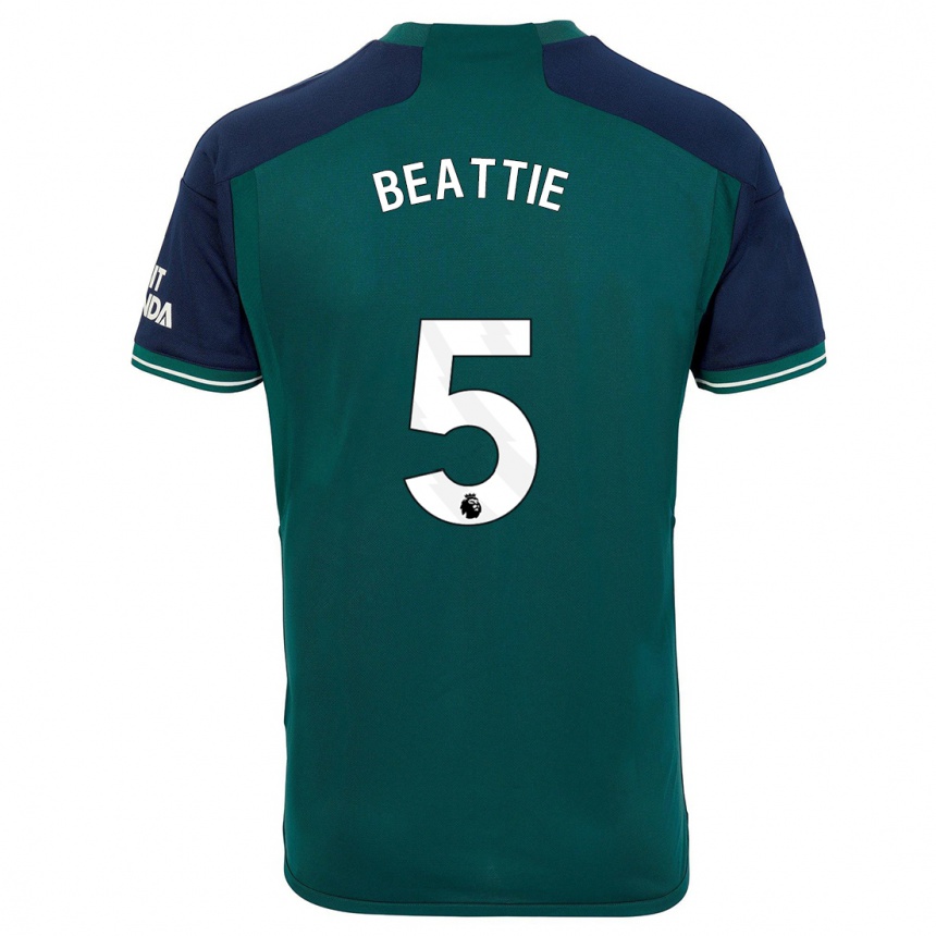 Niño Fútbol Camiseta Jen Beattie #5 Verde Equipación Tercera 2023/24
