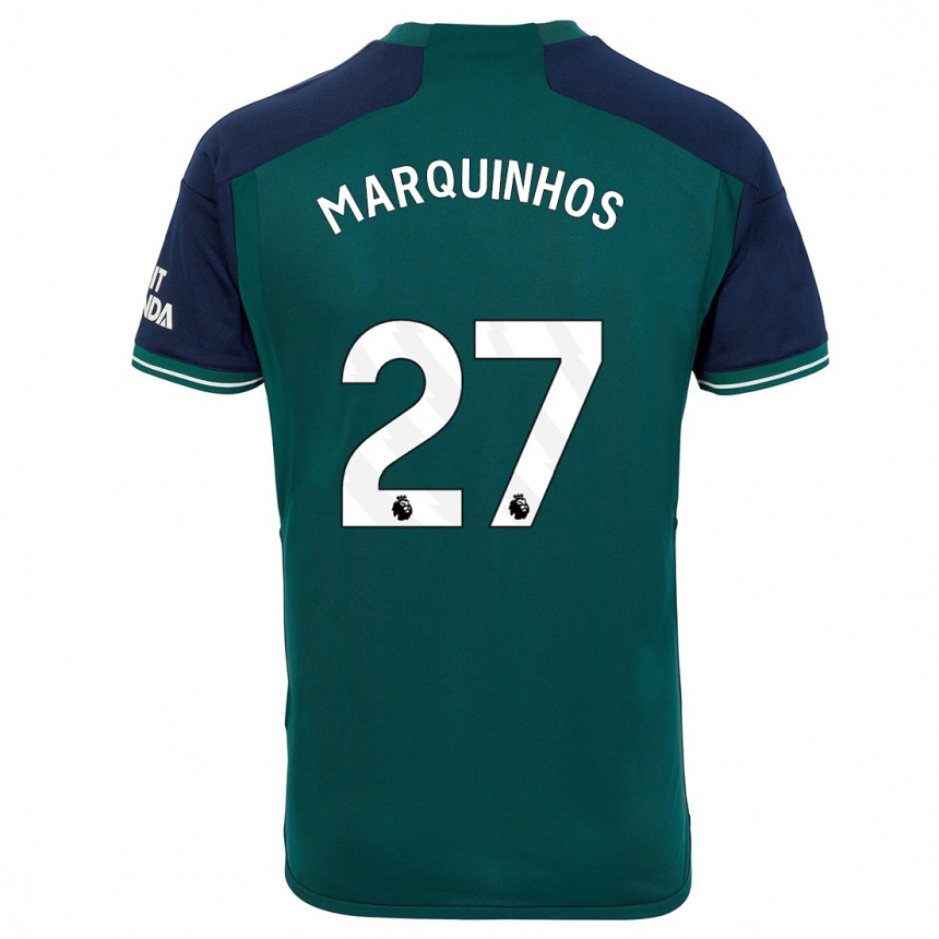 Niño Fútbol Camiseta Marquinhos #27 Verde Equipación Tercera 2023/24