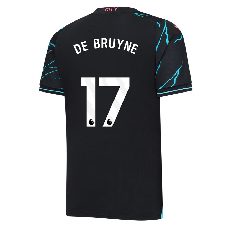 Niño Fútbol Camiseta Kevin De Bruyne #17 Azul Oscuro Equipación Tercera 2023/24