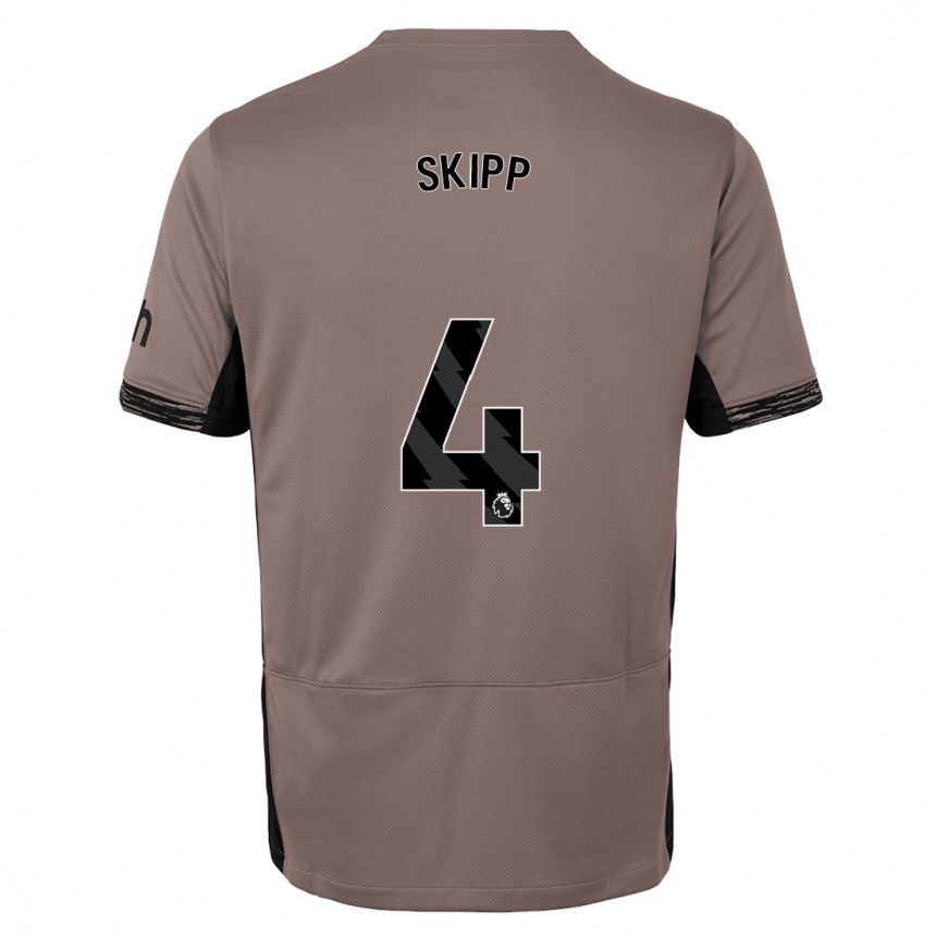 Niño Fútbol Camiseta Oliver Skipp #4 Beige Obscuro Equipación Tercera 2023/24