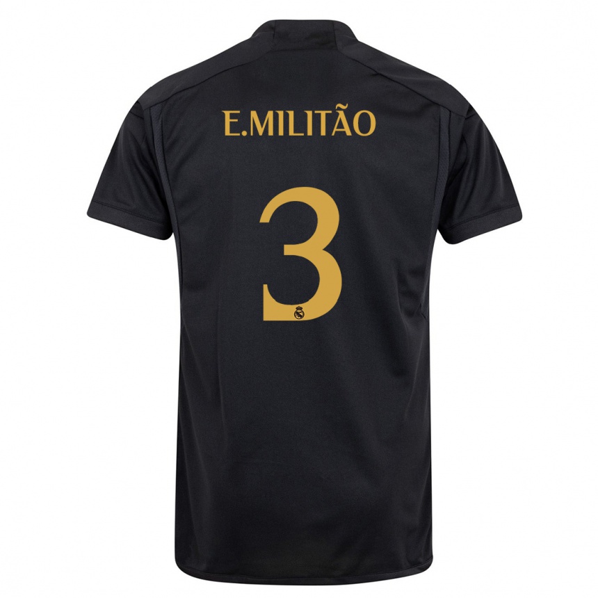 Niño Fútbol Camiseta Eder Militao #3 Negro Equipación Tercera 2023/24