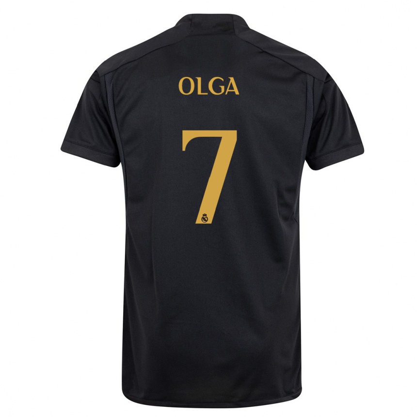 Niño Fútbol Camiseta Olga Carmona #7 Negro Equipación Tercera 2023/24