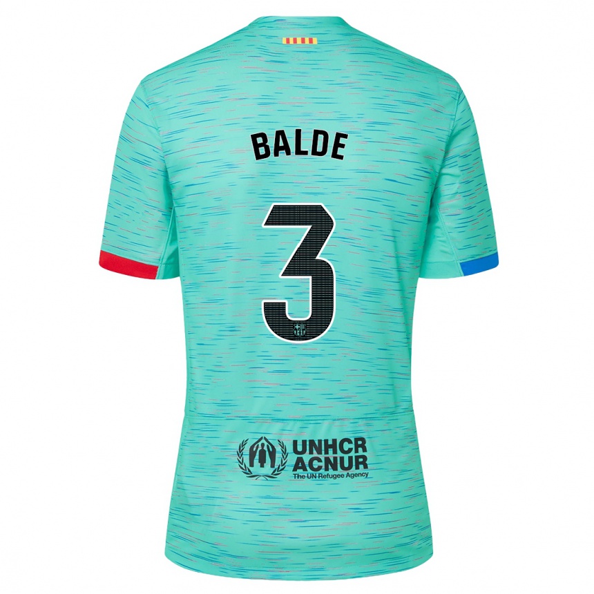 Niño Fútbol Camiseta Alejandro Balde #3 Aguamarina Clara Equipación Tercera 2023/24