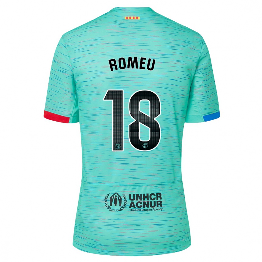 Niño Fútbol Camiseta Oriol Romeu #18 Aguamarina Clara Equipación Tercera 2023/24